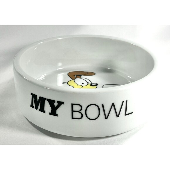 Odie "My Bowl" "Burp" Dog Food Dish White Ceramic 7.75" Round Garfield Comic - Picture 5 of 9